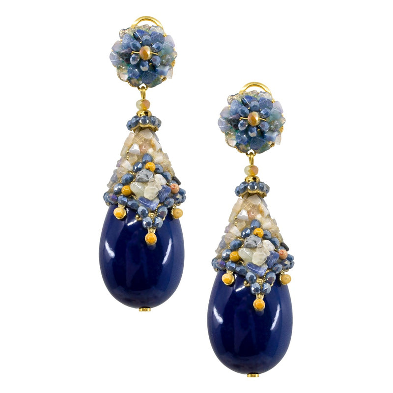 Trejours Marketplace | Designer Blue Topaz Drop Diamond Earrings for
